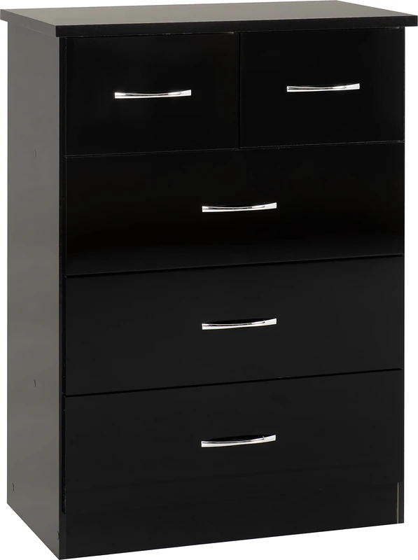 Seconique Nevada 3+2 Drawer Chest in Black Gloss