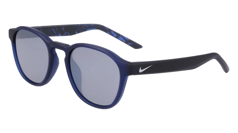 Nike SMASH DZ7382 410 Matte Midnight Navy/Slvr Flash Sunglasses Kid Iniettato, Round, 47