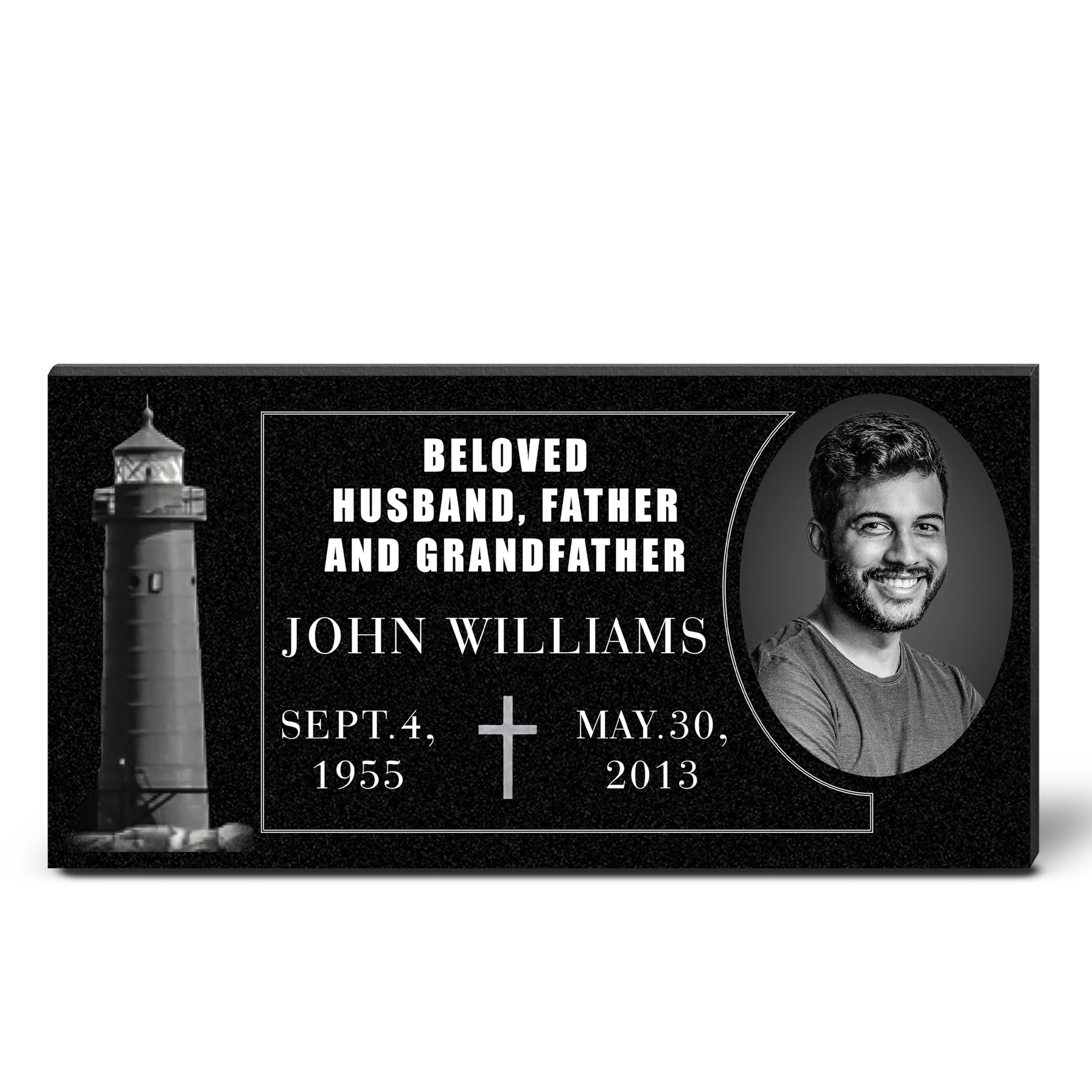 ADFSTONE Personalised Memorial plaques for Graves, Granite Memorial Stones Pictures, Personalized Memory Plaques, Mini Grave Stones, Engraved Headstones, Stone Memorials Custom Photo Plaque