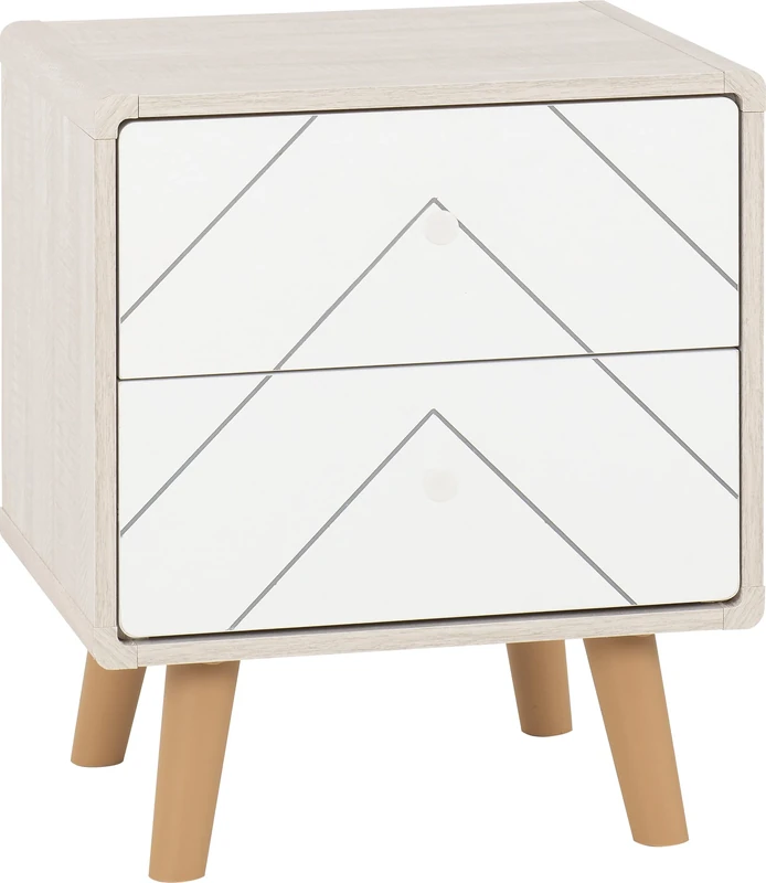 Seconique Dixie 2 Drawer Bedside in Dusty Grey/White