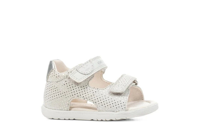 Geox Baby Girl B Macchia Gir Sandal, Off White Lt Silver, 5 UK