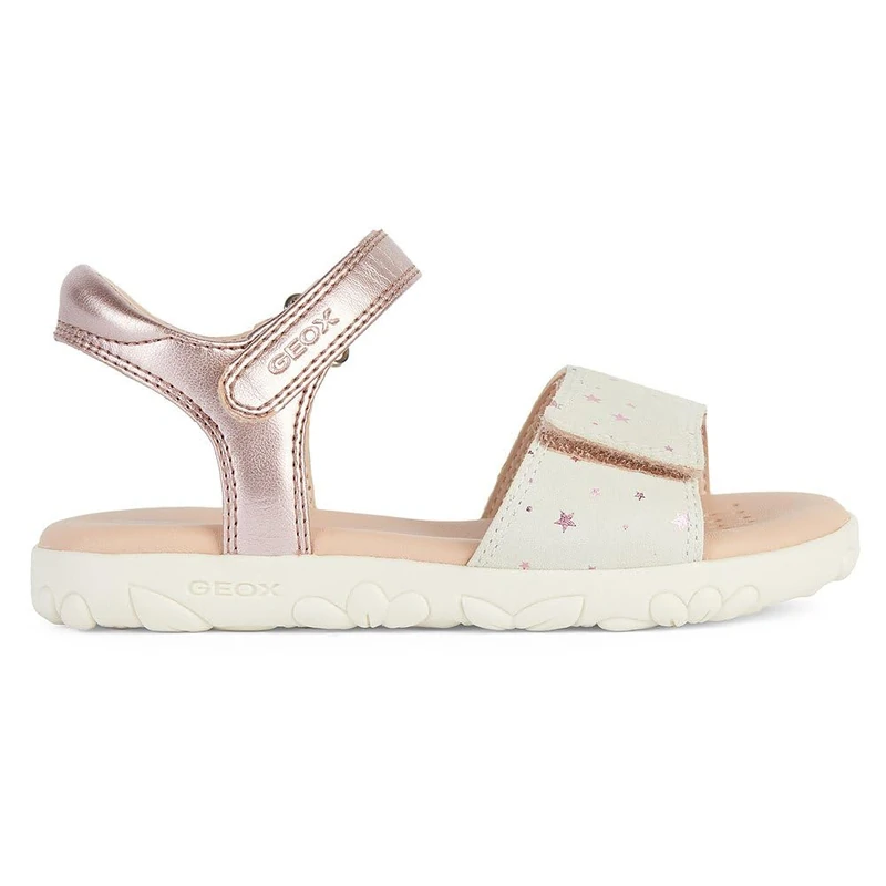 Geox Girls J Sandal Haiti GirlSandal, Old Rose Off White, 2.5 UK