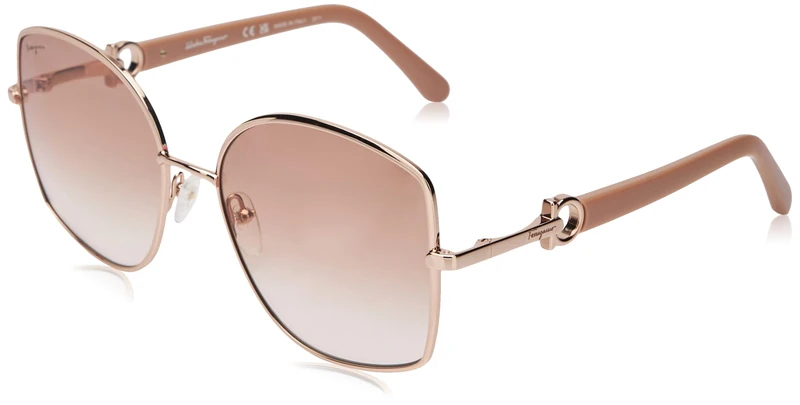 Salvatore Ferragamo SF304S 772 Rose Gold/Nude Gradient Sunglasses Woman Metallo, Oval, 58