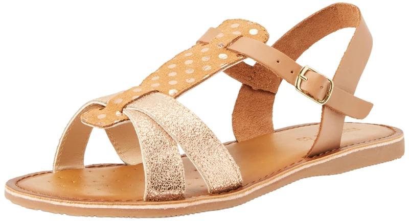 Geox Girls J Eolie Girl Sandal, Cognac Rose Gold, 1 UK