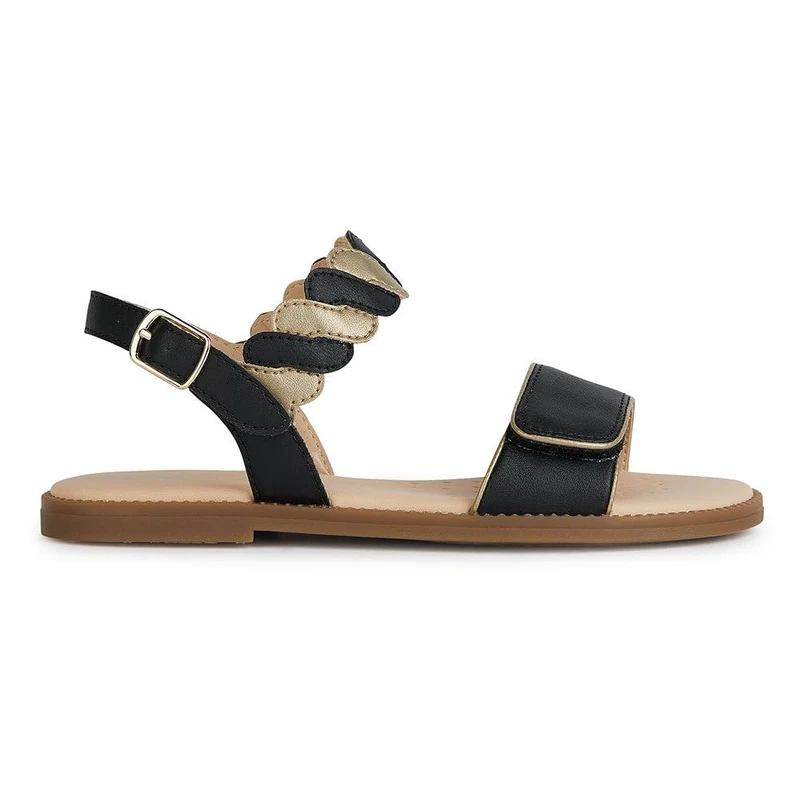 Geox Girls' J Karly GirlSandal, Black Platinum, 10 UK
