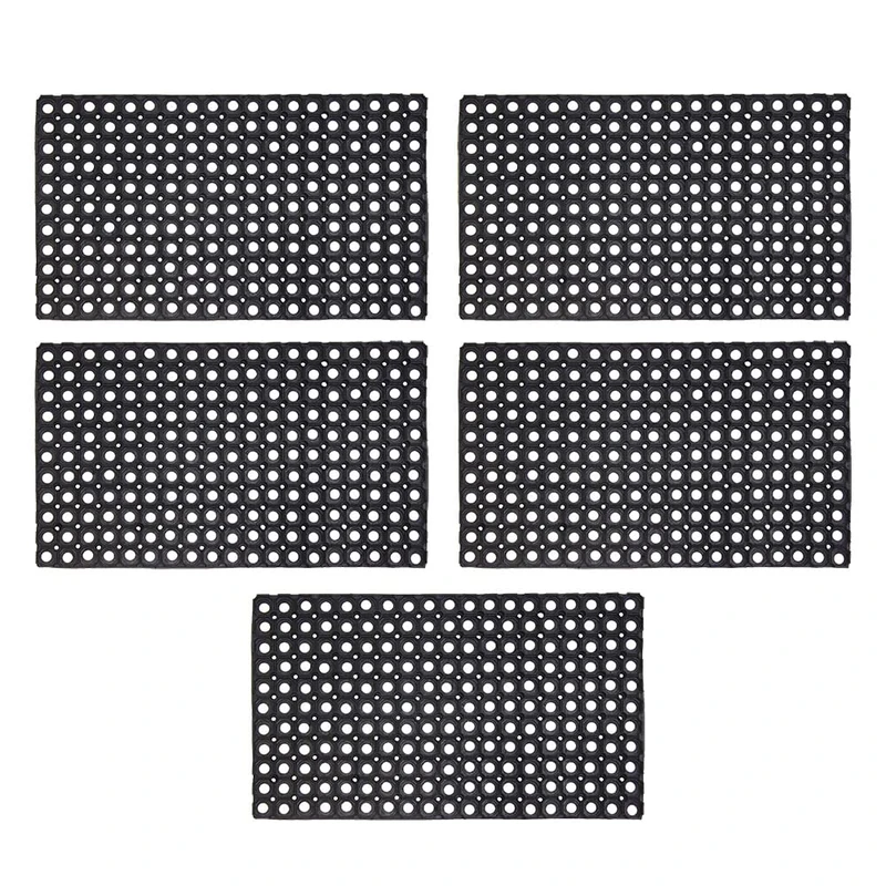 JVL Contract Rondo Rubber Ring Scraper Doormat, 50 x 100 cm, Pack of 5