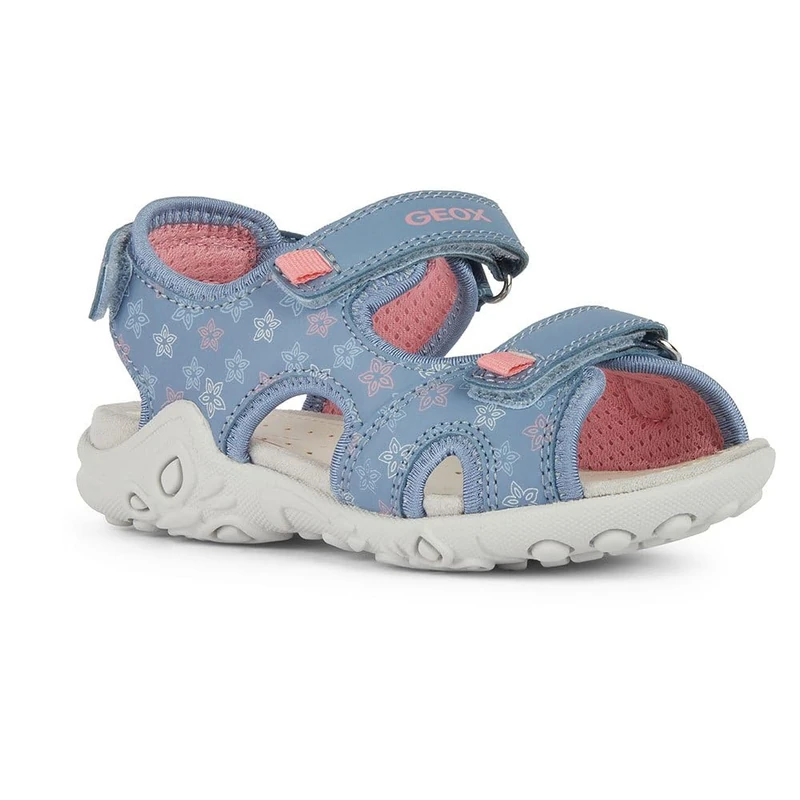 Geox Girls J Whinberry GSandal, Dk Sky Lt Coral, 6 UK