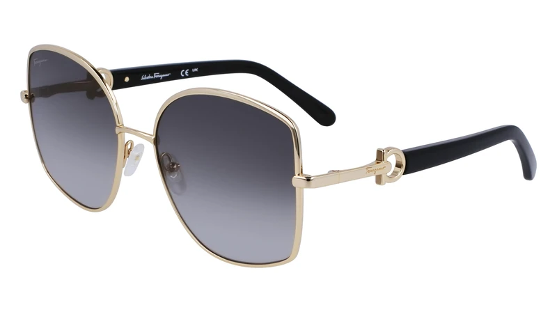 Salvatore Ferragamo SF304S 738 Gold/Grey Gradient Sunglasses Woman Metallo, Oval, 58
