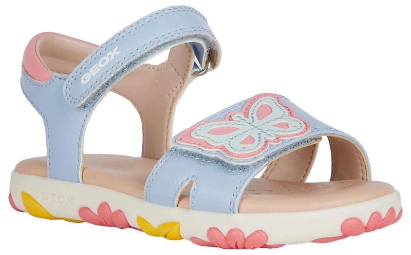 Geox Girls' J Haiti Girl Sandal, Sky Lt Coral, 7 UK