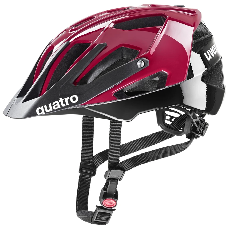 uvex quatro - safe MTB helmet for women and men - individually adjustable fit - washable inner padding - ruby red-black - 56-61 cm