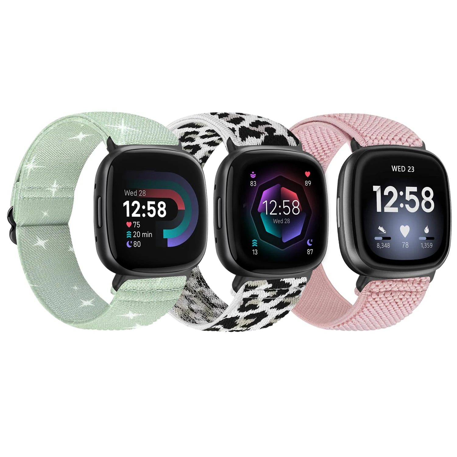 TumpCez Elastic Nylon Strap Compatible with Fitbit Versa 4/Fitbit Sense 2/Fitbit Versa 3/Fitbit Sense, Soft Adjustable Stretchy Wristbands Sport Replacement Straps for Women Men