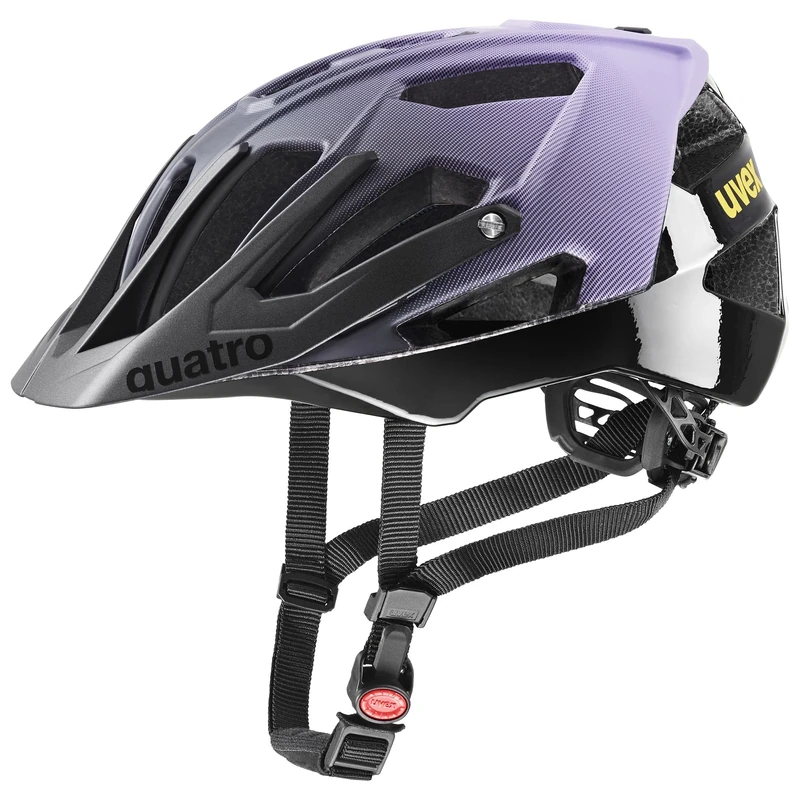 uvex quatro cc - safe MTB helmet for women and men - individually adjustable fit - adjustable visor - lilac-black matt - 56-61 cm