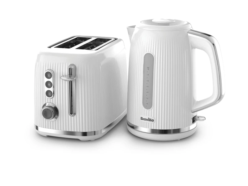Breville White Kettle and Toaster Set with 1.7 Litre, 3KW Fast-Boil Electric Kettle and 2-Slice High-Lift Toaster White and Silver Chrome [VKT257 and VTR037] - Image 1