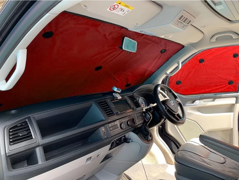 Covprotec Front Set Of Thermal Blinds, Compatible/Replacement For Nissan NV200 (2010-Date) Backing Colour In Red