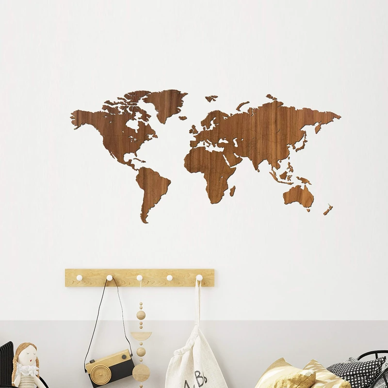 Creative Use of Technology Wooden world map - Walnut - Medium (90 x 45 cm) - Home decoration - Wall decoration - Wooden wall art - Wooden world map