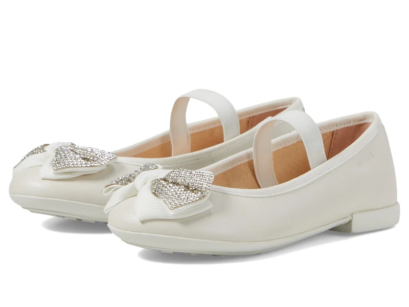 Geox Girls' Jr Plie' D Ballet Flat, White, 13 UK