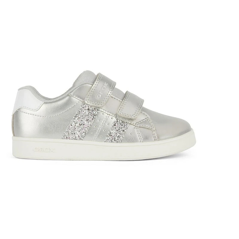 Geox J Eclyper Girl A Sneaker, Silver, 5 UK