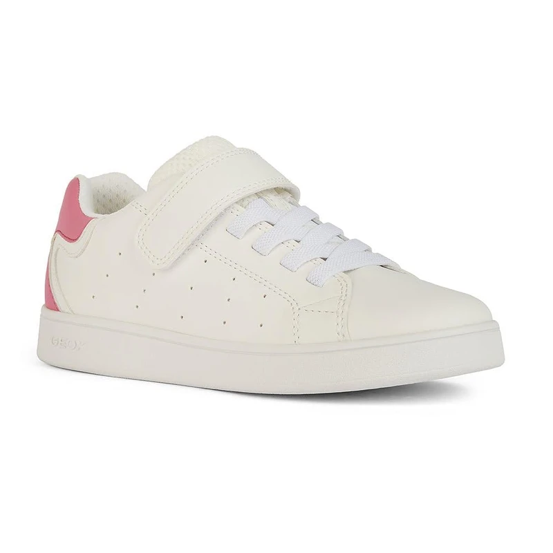 Geox J Eclyper Girl A Sneaker, White Fuchsia, 1 UK
