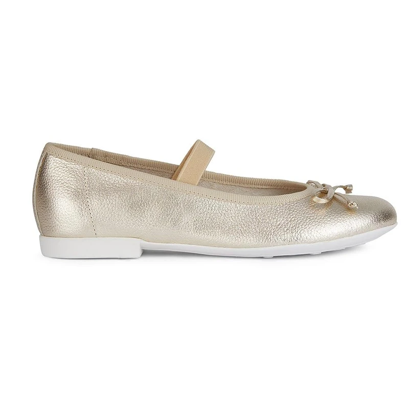 Geox Jr Plie' D Ballet Flat, Platinum, 5 UK