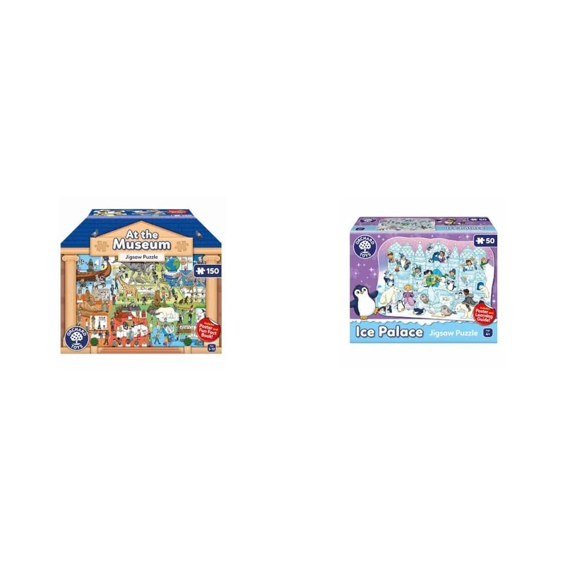 Orchard Toys At The Museum Jigsaw Puzzle, 150-Piece Jigsaw, Includes 16 Page Fact Booklet and Giant Poster, Educational Puzzle for 5-10 Year olds & Ice Palace Jigsaw Puzzle, 50-Piece Puzzle