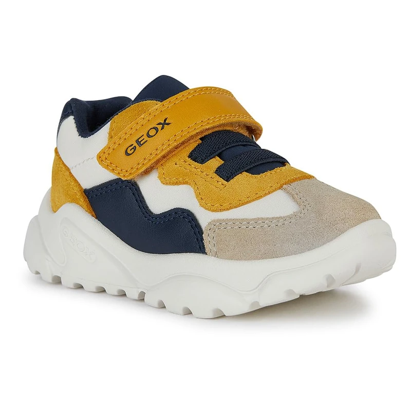 Geox Baby Ciufciuf Boy B Sneaker, Taupe Ochre Yellow, 7 UK Child
