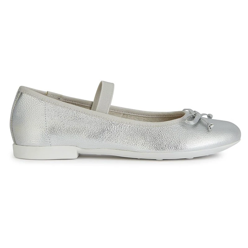 Geox Girls Jr Plie' D Ballet Flat, Silver, 11 UK Child