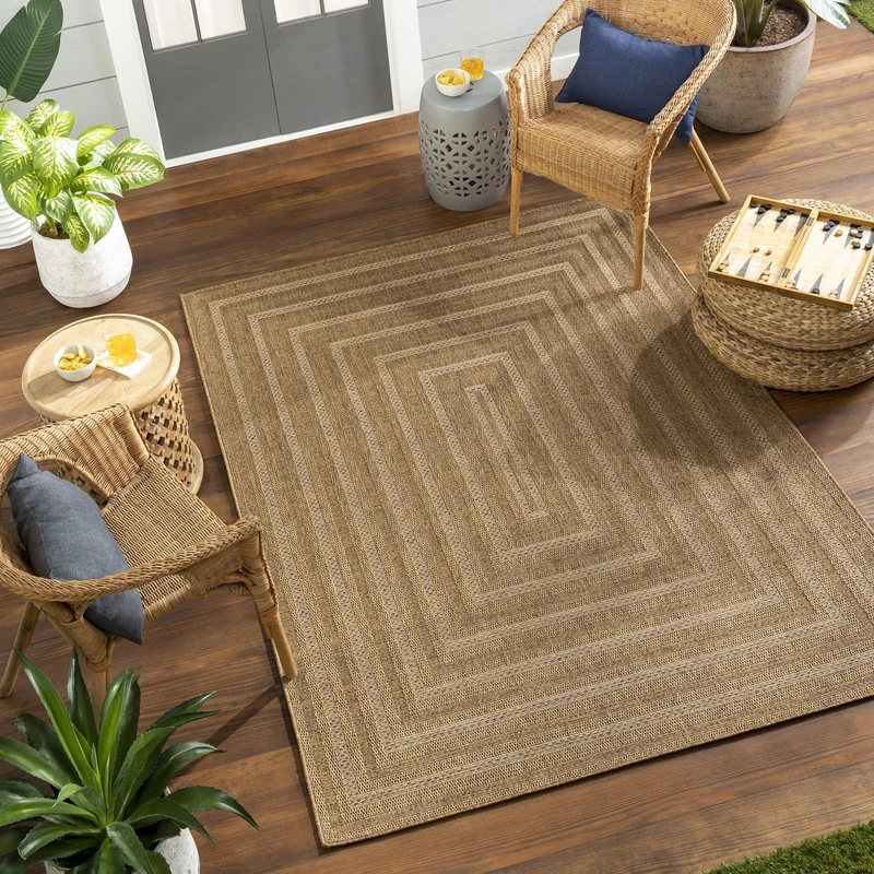 Livabliss Acaya Indoor Outdoor Rug - Large Boho Rugs for Living Room 160x213 cm Dining, Kitchen Carpet, Patterned Neutral and Coloured Rugs, Waterproof, Stain Durable - Amber, Tan, Brown - Image 1