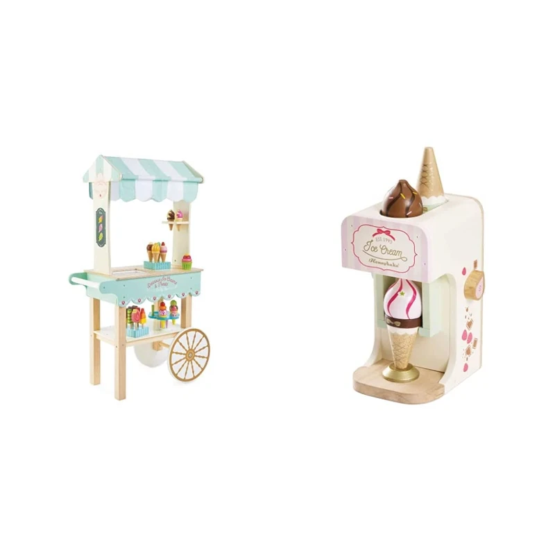 Le Toy Van - Educational Wooden Toy Role Play Ice Cream Trolley | Boys & Girls Pretend Play Toy Food Playset - For Ages 3+ & TV306 Ice Cream Machine