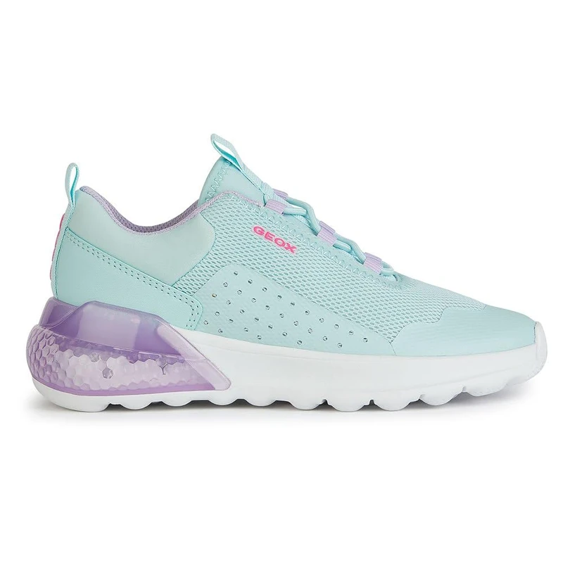 Geox Girls J Activart Illuminus Sneaker, Watersea Lilac, 2.5 UK