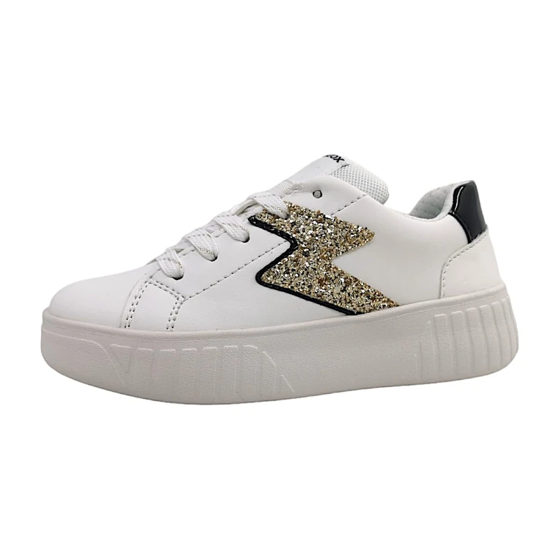 Geox Girls' J Mikiroshi Girl A Trainers, White Black, 4 UK - Image 1
