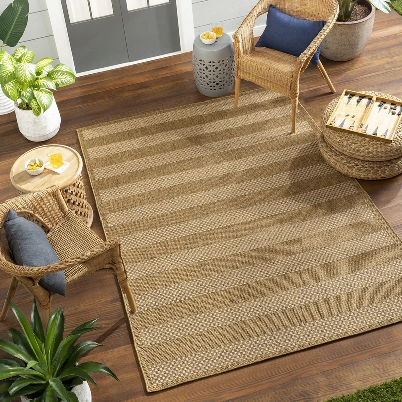 Livabliss Merine Indoor Outdoor Rug - Large Boho Rugs for Living Room 160x213 cm Dining, Kitchen Carpet, Patterned Neutral and Coloured Rugs, Waterproof, Stain Durable - Amber, Tan, Brown