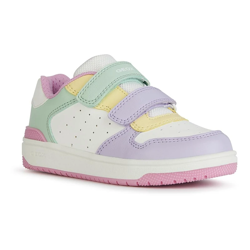 Geox J Washiba Girl B Sneaker, White Multi-Coloured, 3 UK