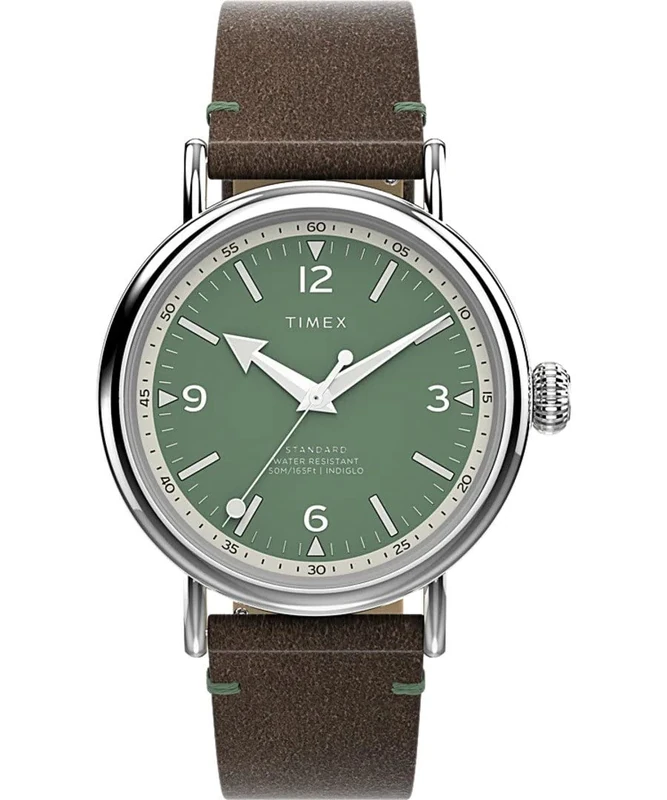 Timex Men's Analogue Quartz Watch with a Leather Strap Standard