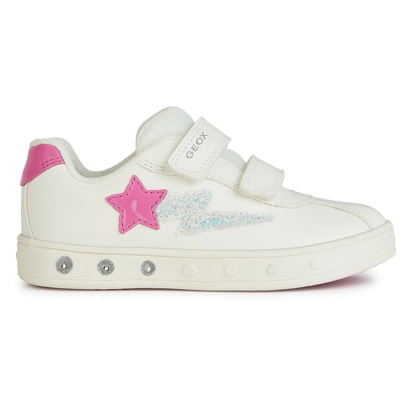 Geox Girls' J Skylin Girl Trainers, White Fuchsia, 1.5 UK
