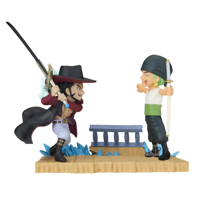 BANPRESTO BP88603P World Collectable Roronoa Zoro Vs Dracule Mihawk Figure, One Piece, Log Stories, 7 cm, Multicoloured