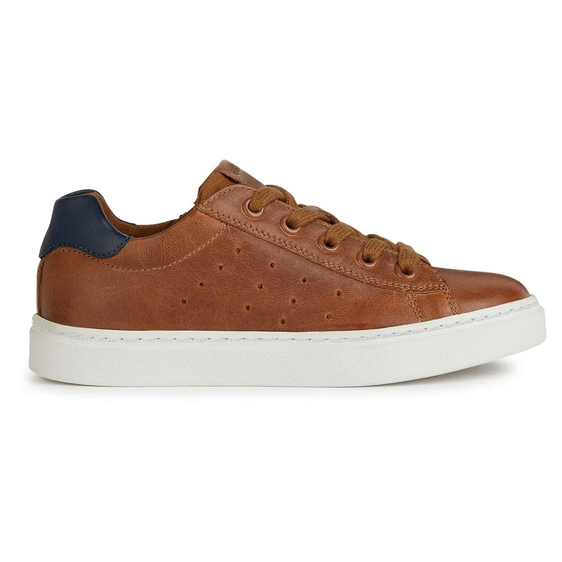 Geox J Nashik Boy A Sneaker, Cognac Navy, 4 UK