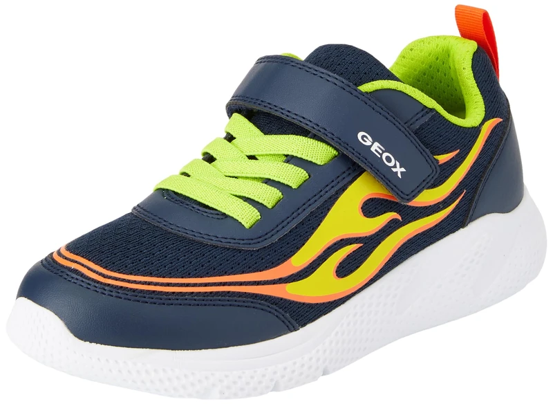 Geox Boys' J Sprintye Boy B Trainers, Navy Lime, 2.5 UK