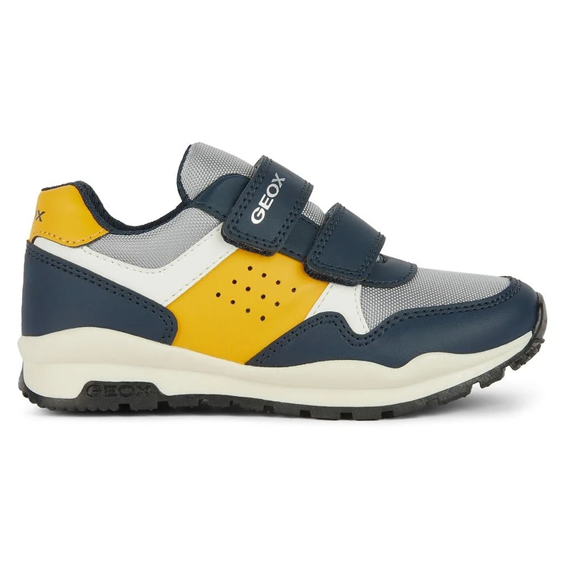 Geox Boys J Pavel Sneaker, Navy Ochre Yellow, 2.5 UK