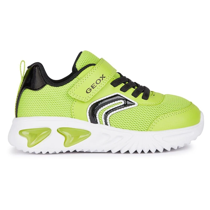 Geox J Assister Boy C Sneaker, Lime Black, 2.5 UK