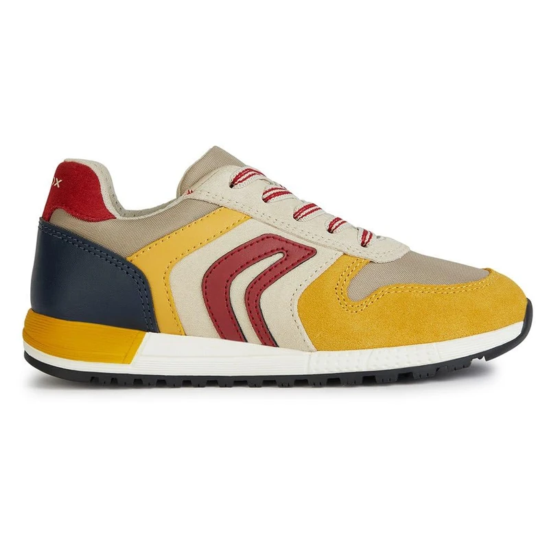 Geox Boys' J Albums Boy B Trainers, Beige/Yellow, 1 UK - Image 1