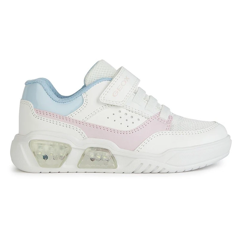 Geox Girls' J Illuminus Girl Trainers, White Pink, 7 UK