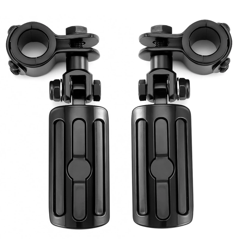 Bravema Highway Foot Pegs Fit for Motorcycle 1 inch to 1 1/3 inch with Engine Guard, Footpegs for Indian Harley Honda Suzuki Yamaha (Black)