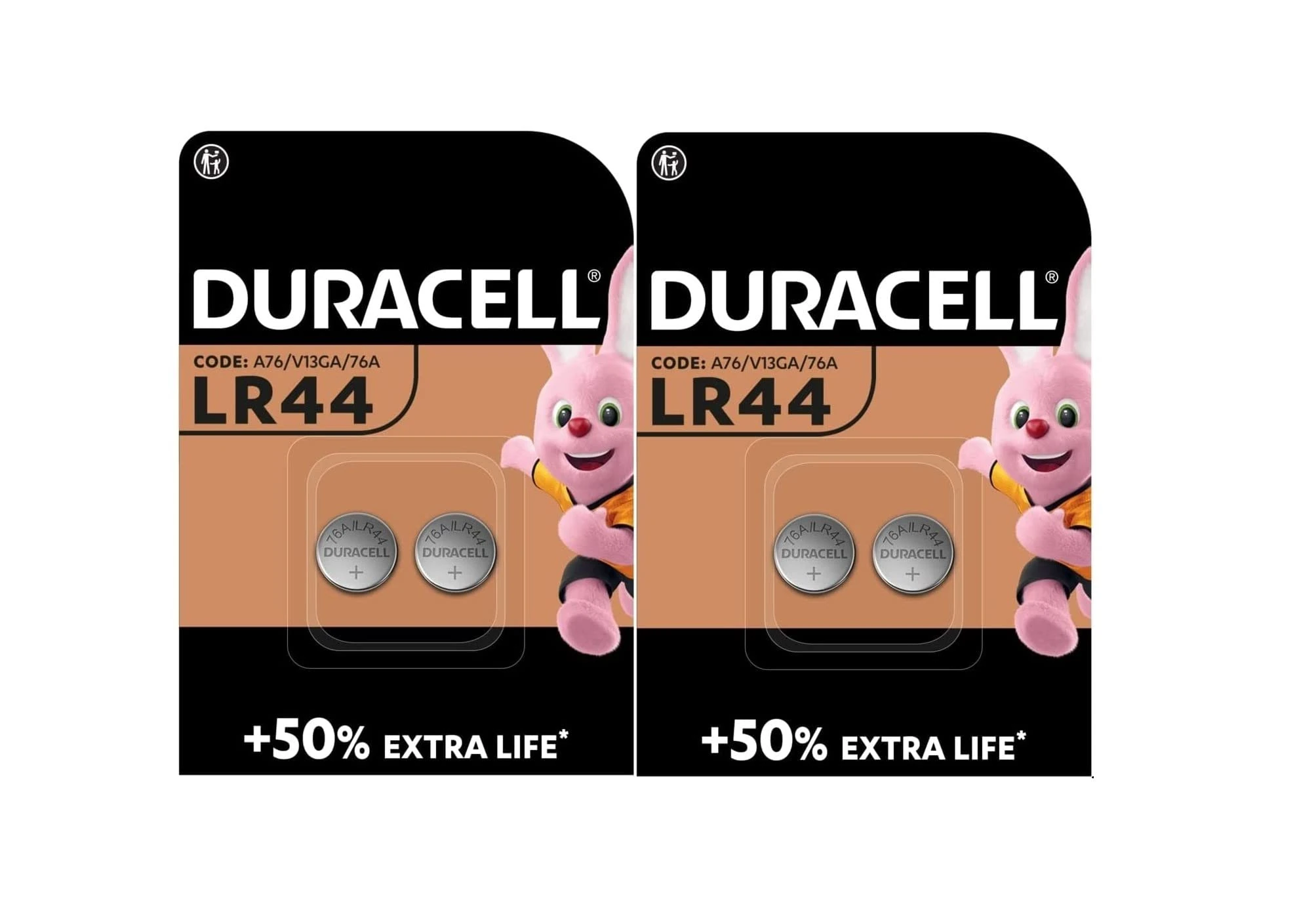 4X Duracell LR44 A76 V13GA 76A (2 Blister Packs of 2 Batteries) 4 Batteries