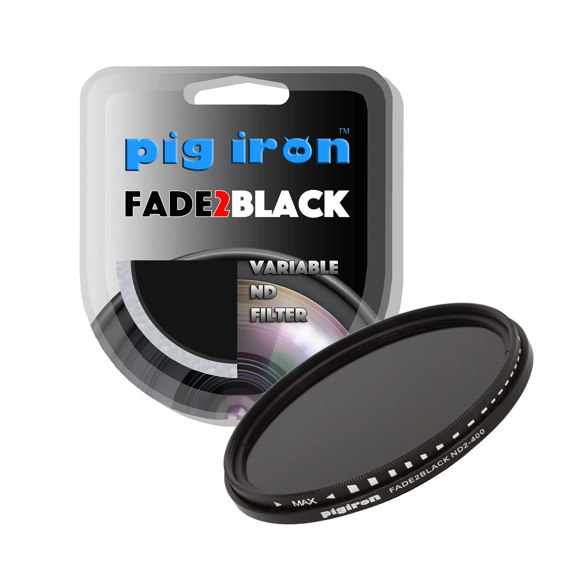 Pig Iron FADE2BLACK Variable Neutral Density Filter. 8.5 Stop ND Fader. ND2-ND400. Fluid Rotation Glass Lens Filter for DSLR, Mirrorless and Video Cameras. (37mm)