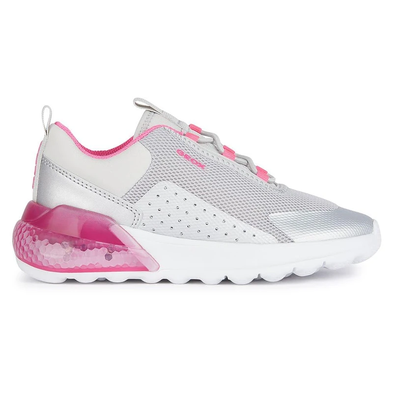 Geox Girls' J Activart Illuminus Trainers, Silver Fluo Fuchsia, 11 UK