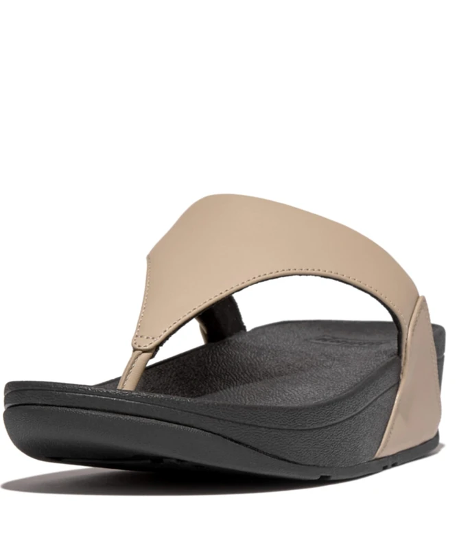 Fitflop Women's Lulu Leather Flip Flops, Toe-Post Sandals, Comfortable with Natural Arch Support - Beige - 6 UK