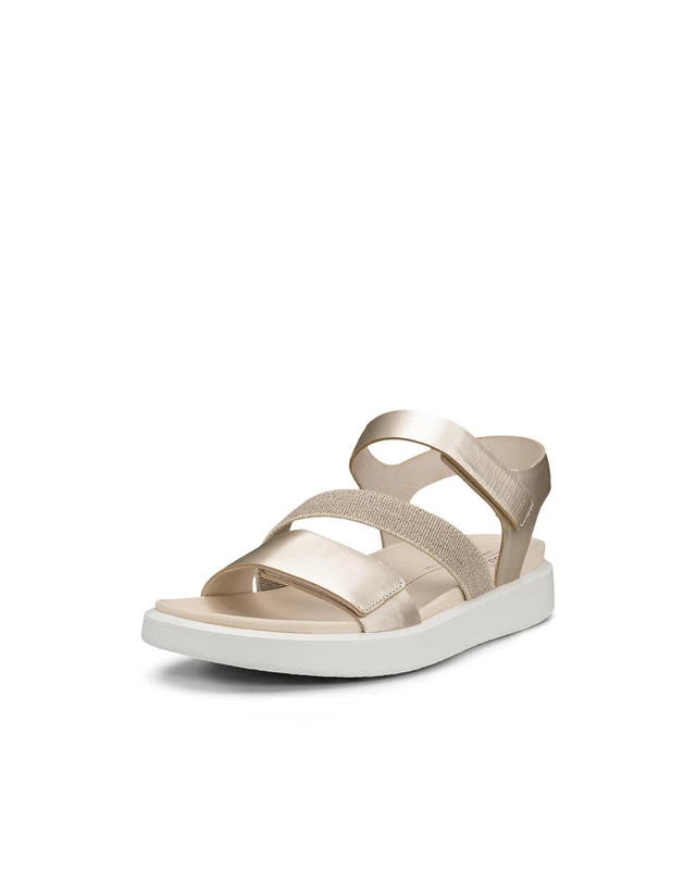 ECCO Women's Flowt 2 Band Sandal, Pure White Gold, 12-12.5