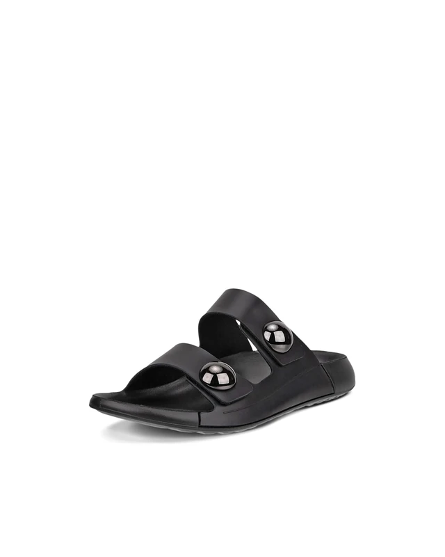 ECCO Women's Cozmo Two Band Button Slide Sandal, Black, 3.5/4 UK