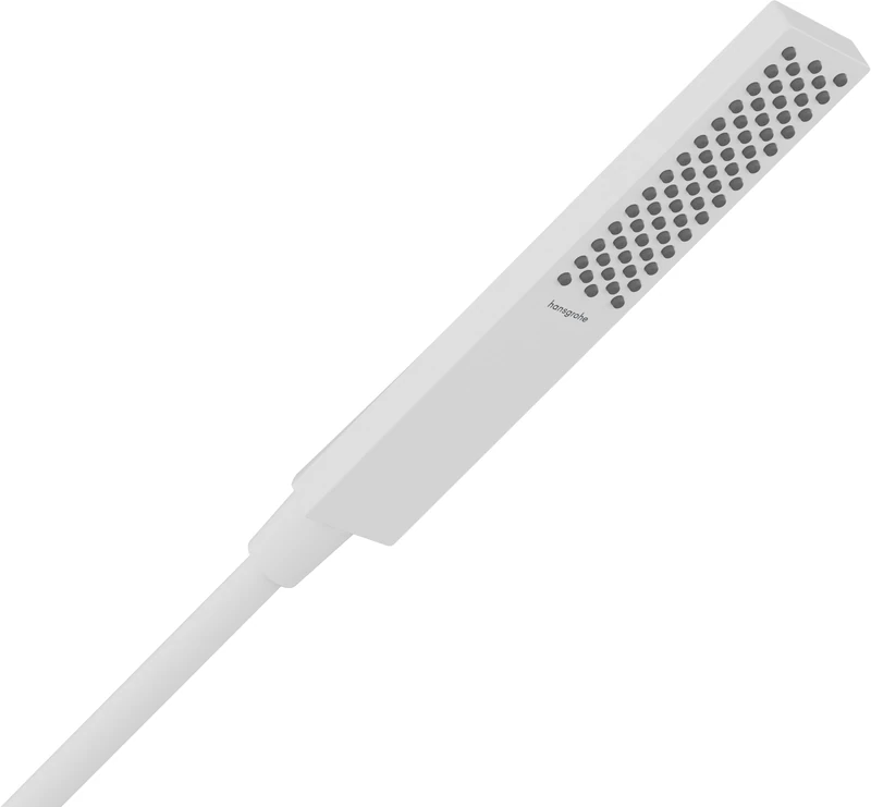 hansgrohe Pulsify E - ducha de Mano ahorro de agua 9 l/min (EcoSmart), alcachofa de ducha con1 tipo de chorro, cabezal de ducha Rectangular (100 x 25 mm), with antical System, Blanco Mate, 24320700