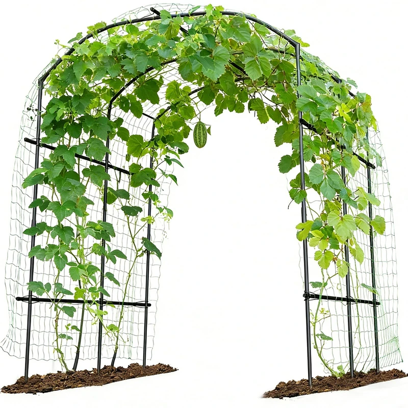 UrGROWA Extra Tall Garden Arch Trellis for Climbing Plants Outdoor, 87" H Metal Arbor Plant Support Trellis Archway for Climbing Vine Vegetable/Fruit/Flower Yard Lawn Garden